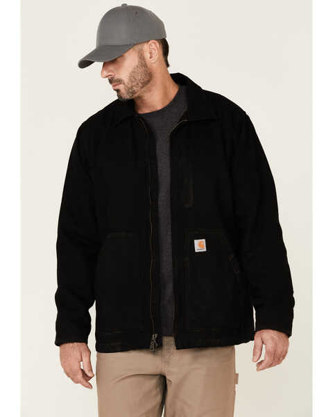 Image #1 - Carhartt Men's Duck Sherpa Lined Work Coat , Black, hi-res
