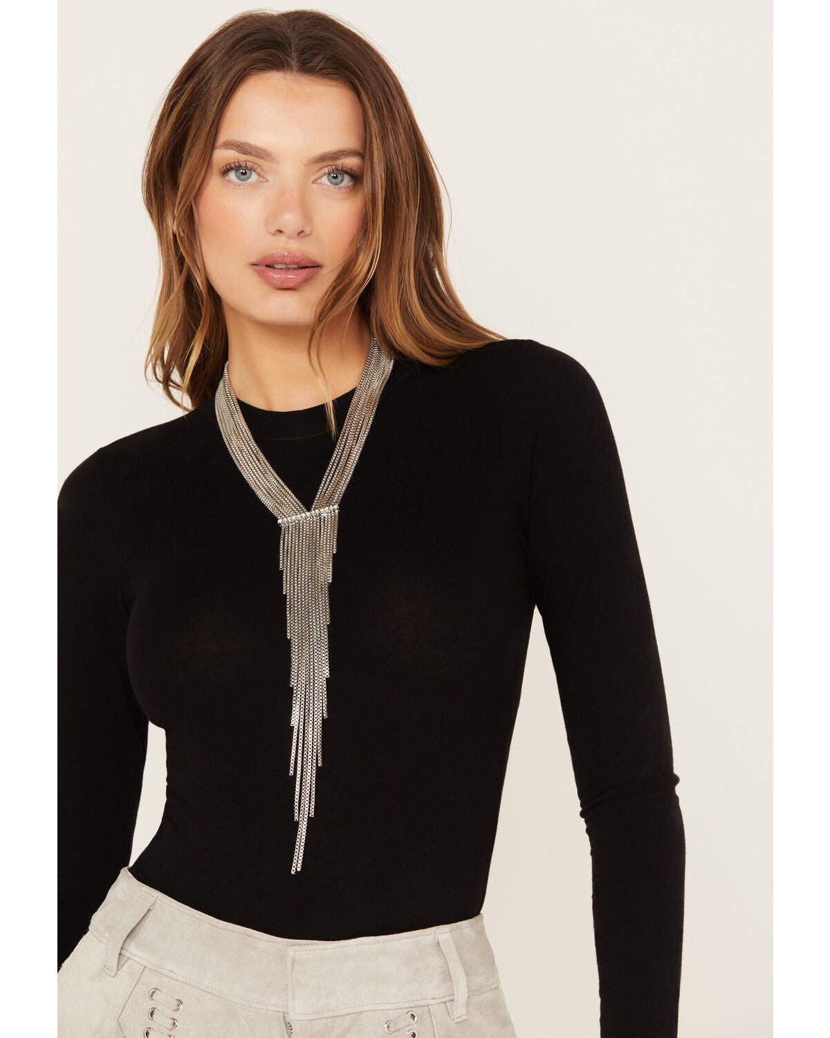 Wonderwest Women's Silver Fringe Statement Necklace, Silver, hi-res