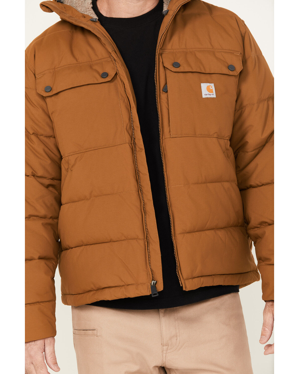 Image #3 - Carhartt Men's Rain Defender® Loose Fit Midweight Insulated Jacket, Brown, hi-res