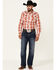 Image #2 - Wrangler Men's Orange Plaid Long Sleeve Fashion Snap Western Shirt , , hi-res