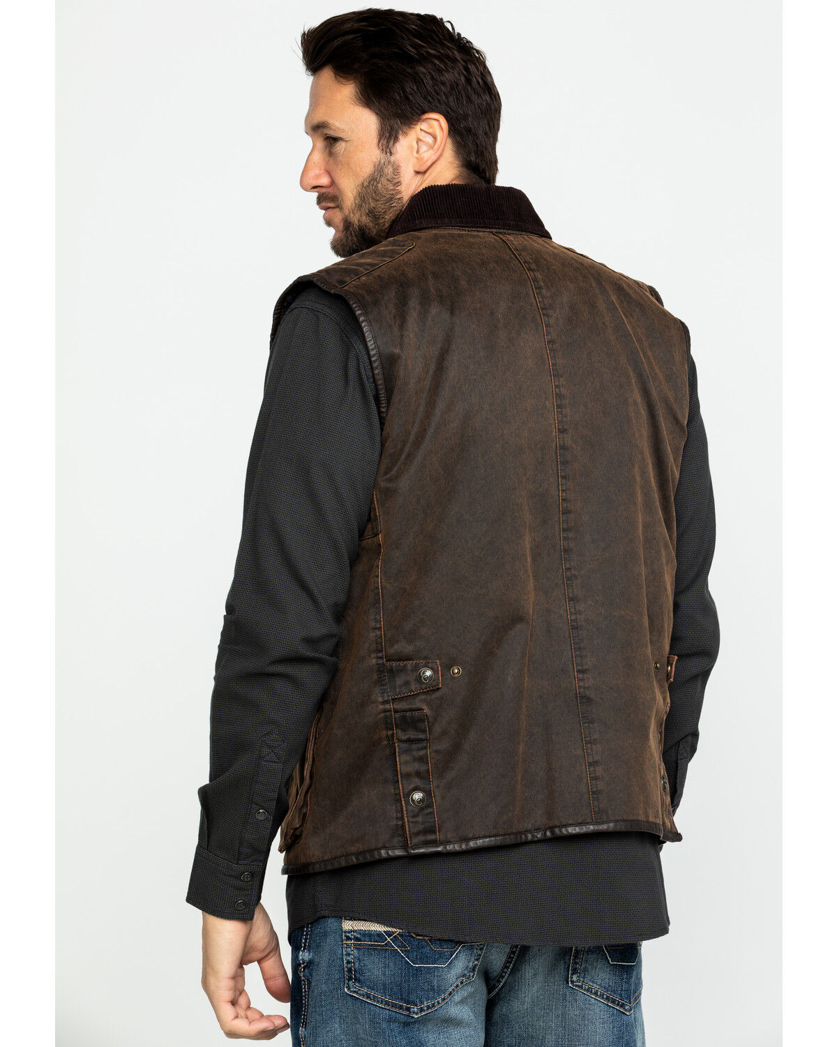 Image #2 - Cripple Creek Men's Enzyme Washed Cotton Concealed Carry Vest, Dark Brown, hi-res
