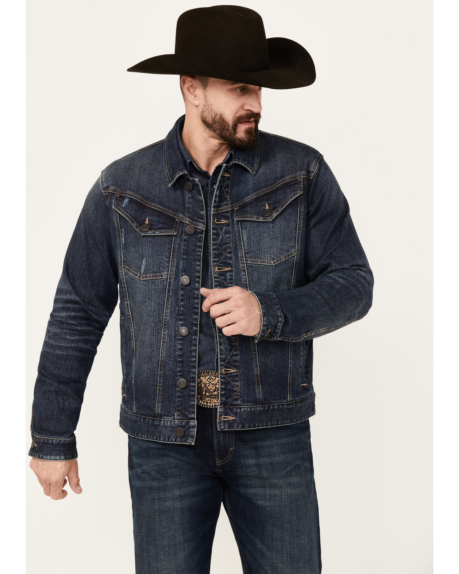 Moonshine Spirit Men s Dark Wash Rigid Old Shine Vintage Denim Jacket