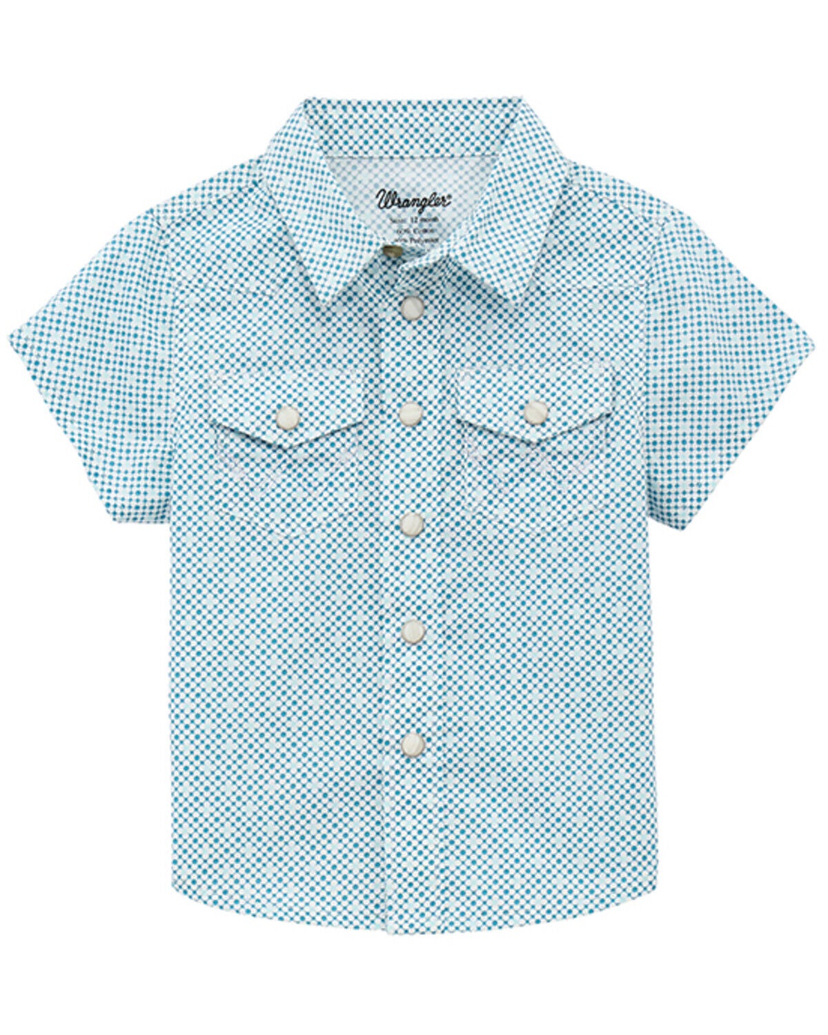 Wrangler Infant Boys' Geo Print Short Sleeve Snap Western Shirt, Blue, hi-res