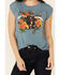 Rodeo Quincy Women's Poppy The Steer Graphic Short Sleeve Tee , Blue, hi-res