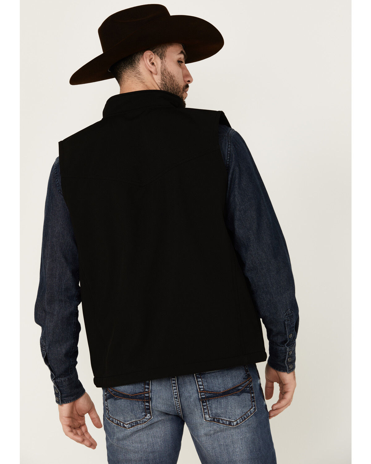 Image #4 - RANK 45® Men's Ralington Embroidered Softshell Vest, Black, hi-res