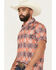 Image #2 - Rock & Roll Denim Men's Southwestern Print Short Sleeve Button-Down Polo Shirt, Red, hi-res