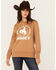 Image #1 - Hooey Women's Boot Barn Exclusive Bronco Graphic Crewneck Sweatshirt, Tan, hi-res