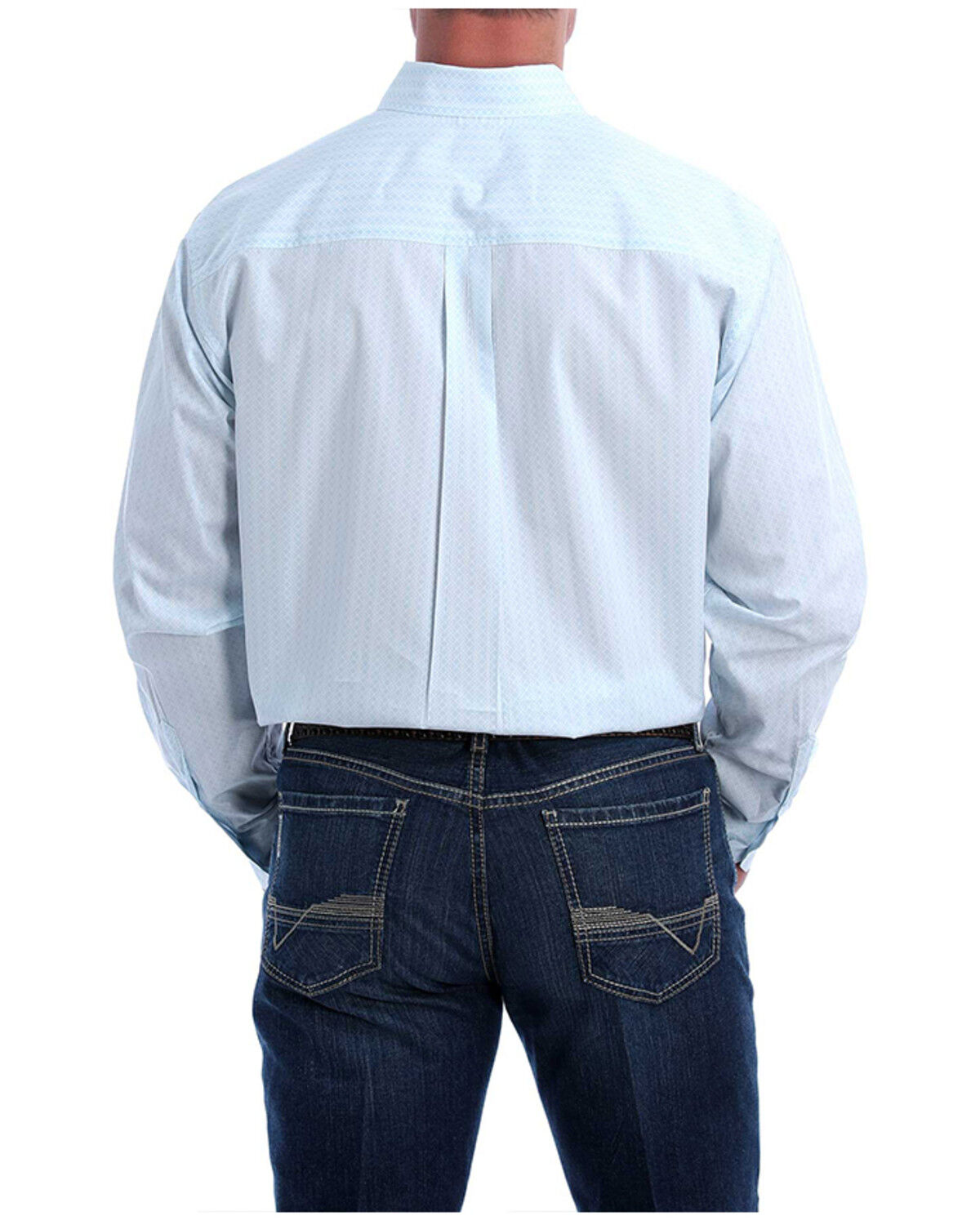 Image #2 - Cinch Men's Diamond Geo Print Long Sleeve Button Down Western Shirt, Light Blue, hi-res