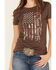Image #3 - Howitzer Women's One Nation Short Sleeve Graphic Tee, Dark Brown, hi-res