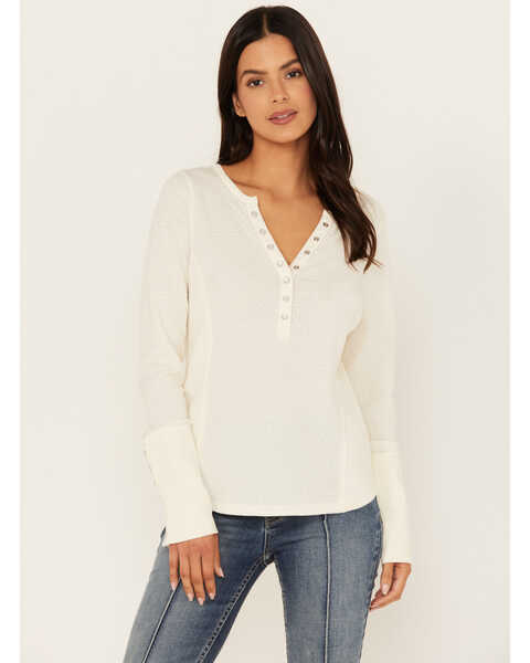Image #1 - Idyllwind Women's Pearl Knit Henley Shirt, Ivory, hi-res