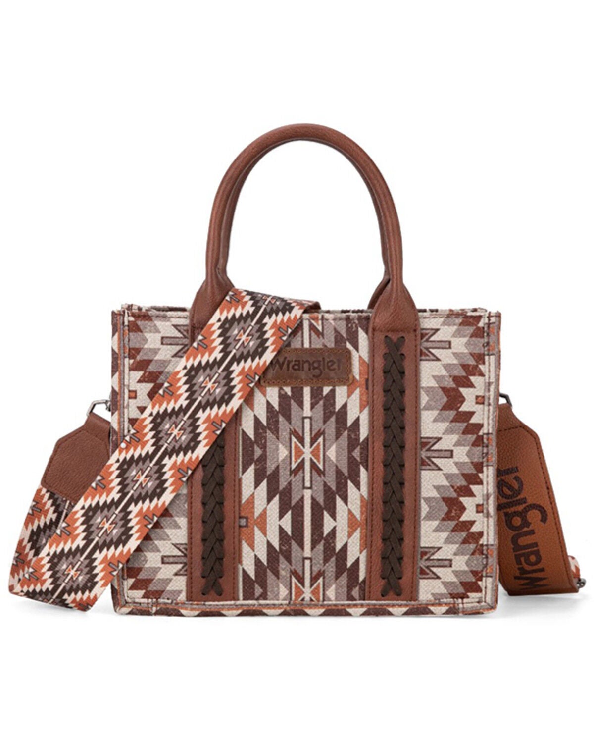 Image #1 - Wrangler Women's Southwestern Print Small Canvas Crossbody Bag, Brown, hi-res