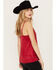 Image #4 - Vocal Women's Studded Faux Suede Cami Top, Red, hi-res