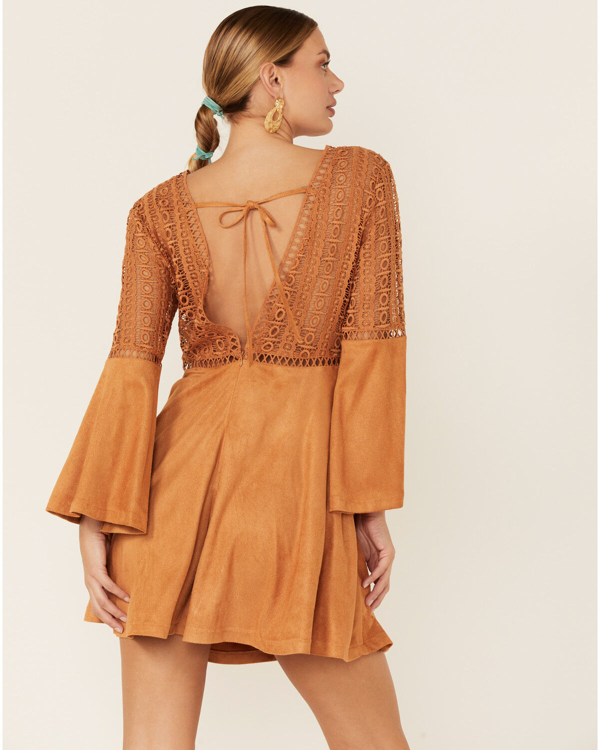 Image #3 - Beyond The Radar Women's Cut-Out Bell Sleeve Mini Dress, , hi-res
