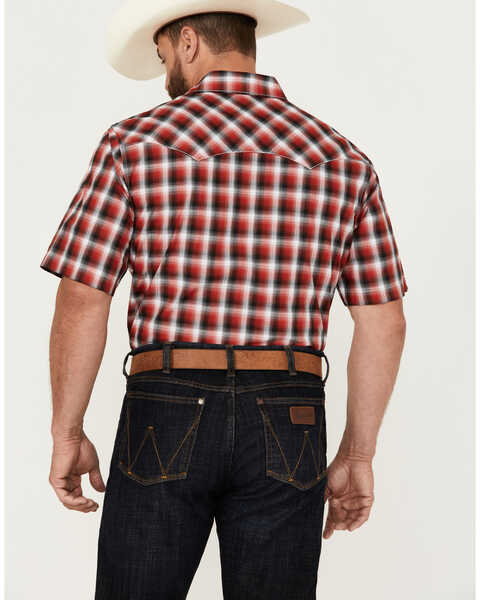 Image #4 - Wrangler Retro Men's Plaid Print Short Sleeve Snap Western Shirt, Red, hi-res