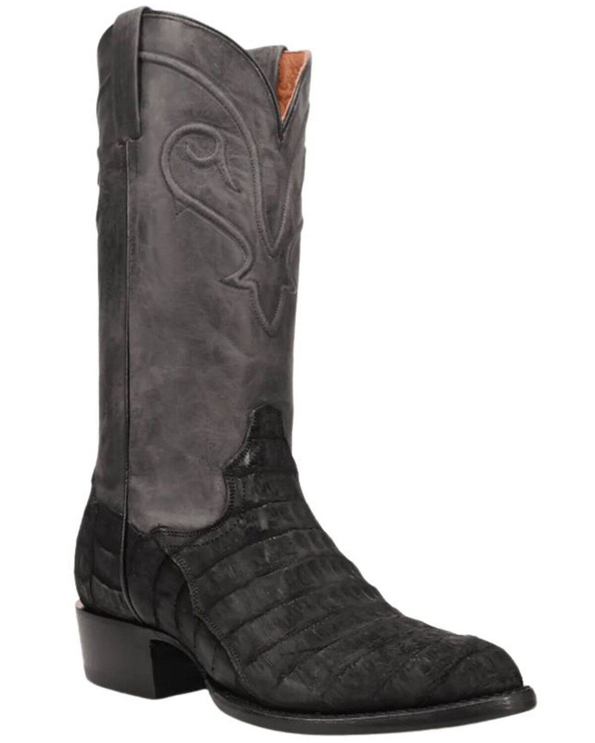 Dan Post Men's Makara Exotic Caiman Western Boots - Round Toe, Black, hi-res
