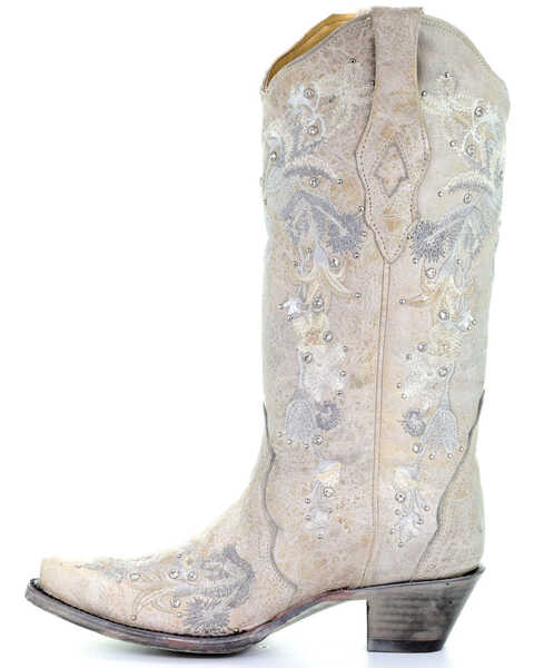 Image #3 - Corral Women's Floral Embroidered Western Boots - Snip Toe, White, hi-res