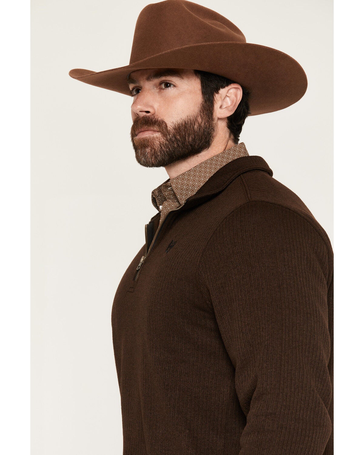 Image #2 - Cinch Men's Solid 1/4 Zip-Up Pullover, Brown, hi-res