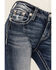 Image #4 - Miss Me Women's Dark Wash Mid Rise Faux Flap Pocket Bootcut Stretch Denim Jeans, Dark Wash, hi-res