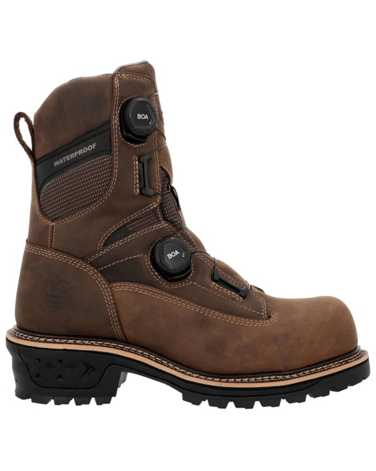Image #2 - Georgia Men's 9" LTX Waterproof BOA Logger Work Boots - Composite Toe, Brown, hi-res