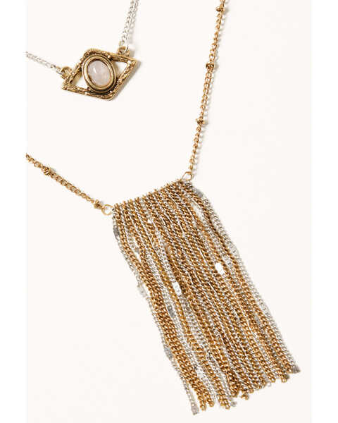 Image #2 - Shyanne Women's Gold & Silver Evil Eye Fringe Double Layered Necklace, Silver, hi-res