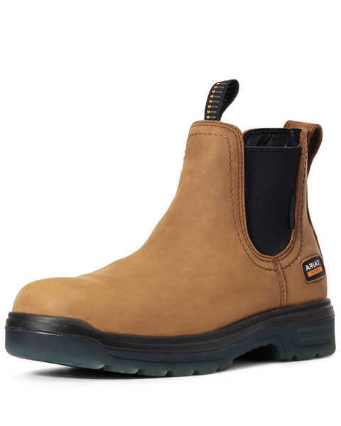 Image #1 - Ariat Men's Turbo Chelsea Waterproof Work Boots - Soft Toe, Brown, hi-res