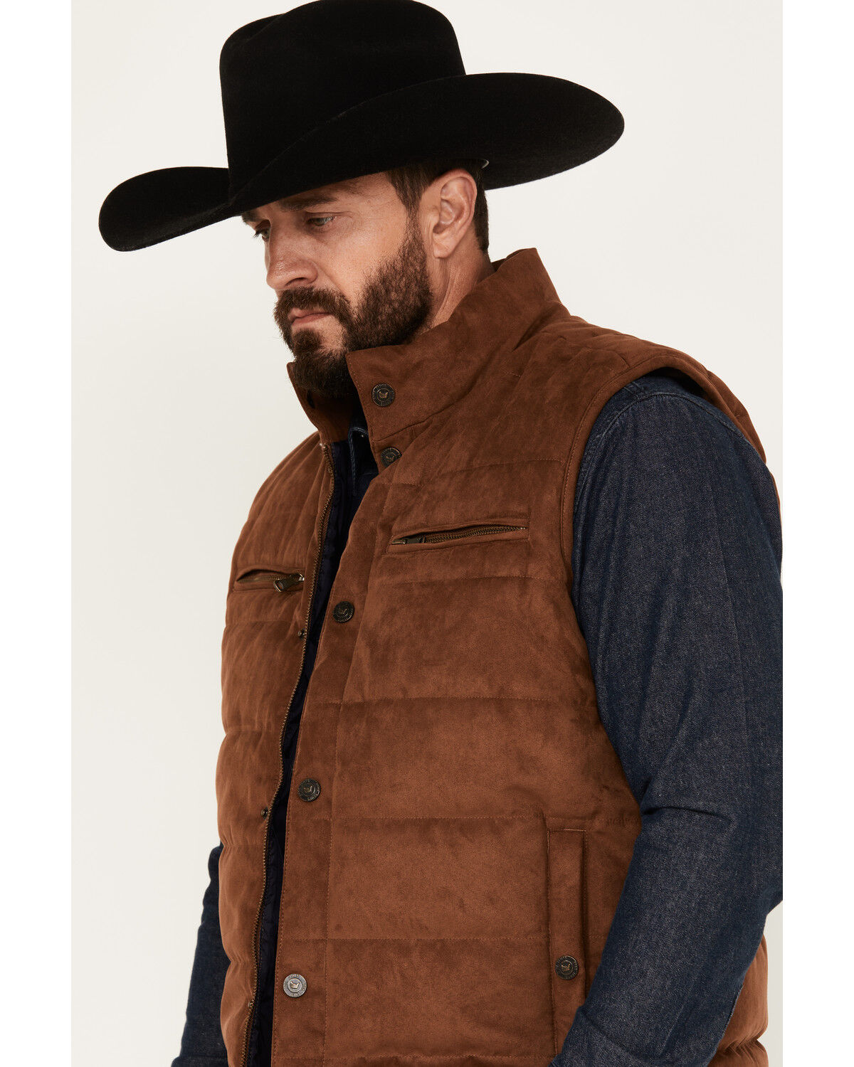 Image #2 - Cody James Men's Faux Suede Puffer Vest, Camel, hi-res