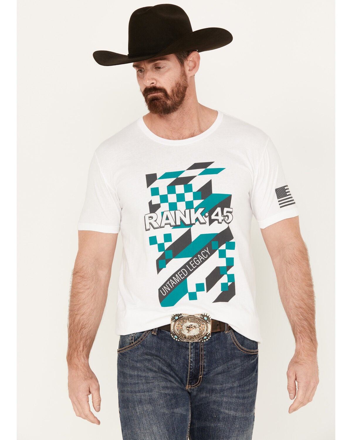 Image #1 - RANK 45&reg; Men's Logo Graphic Short Sleeve T-Shirt, Light Blue, hi-res