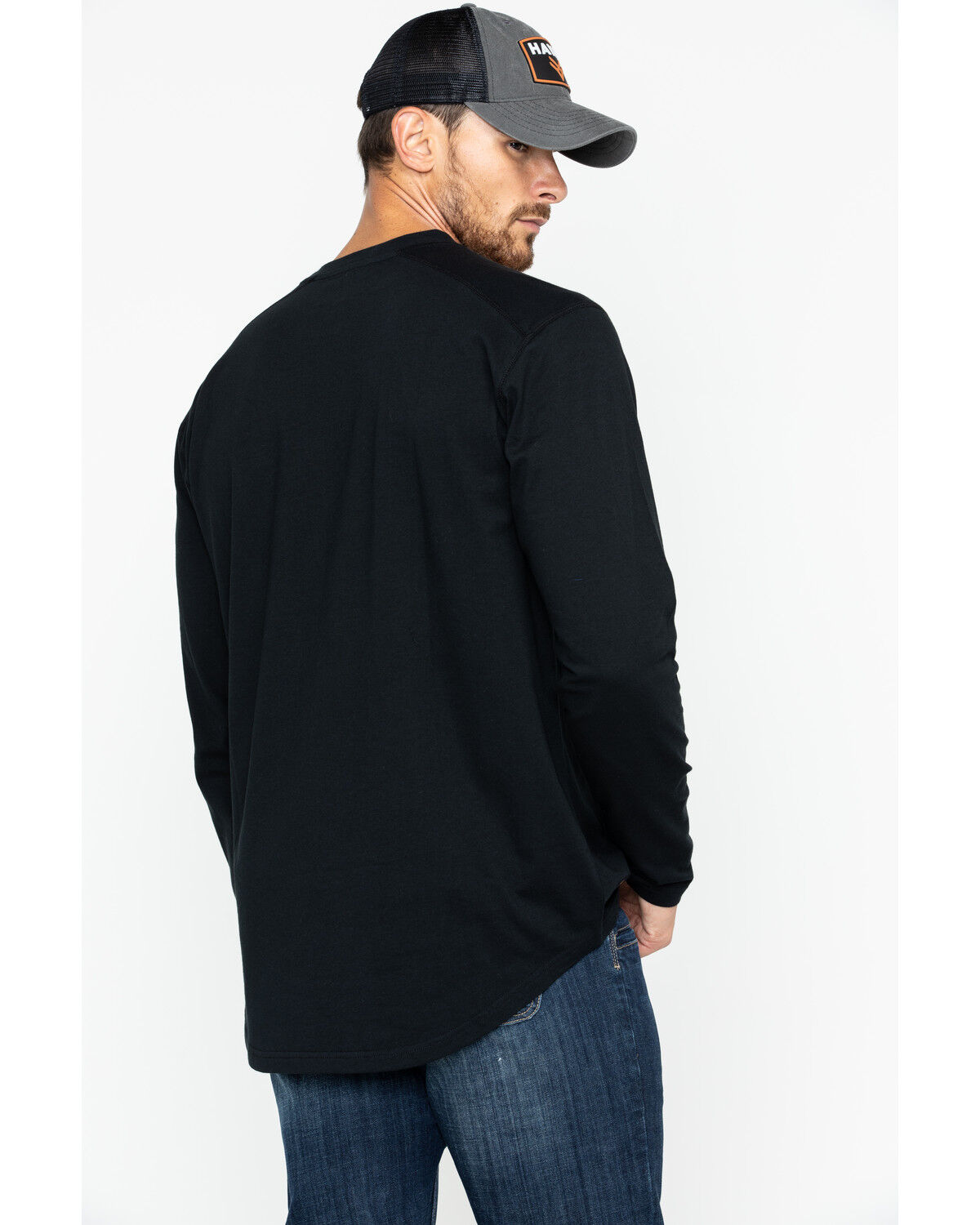 Image #2 - Hawx Men's Black Logo Crew Long Sleeve Work T-Shirt - Big, Black, hi-res