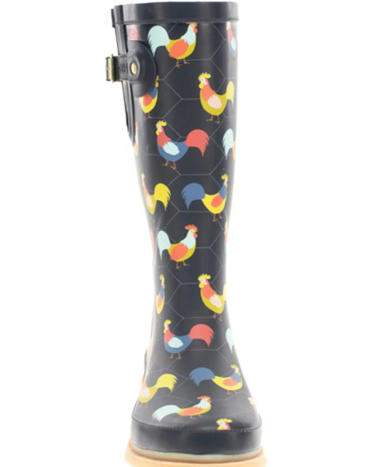 Image #4 - Western Chief Women's Chicken Print Tall Rain Boots - Round Toe, Charcoal, hi-res