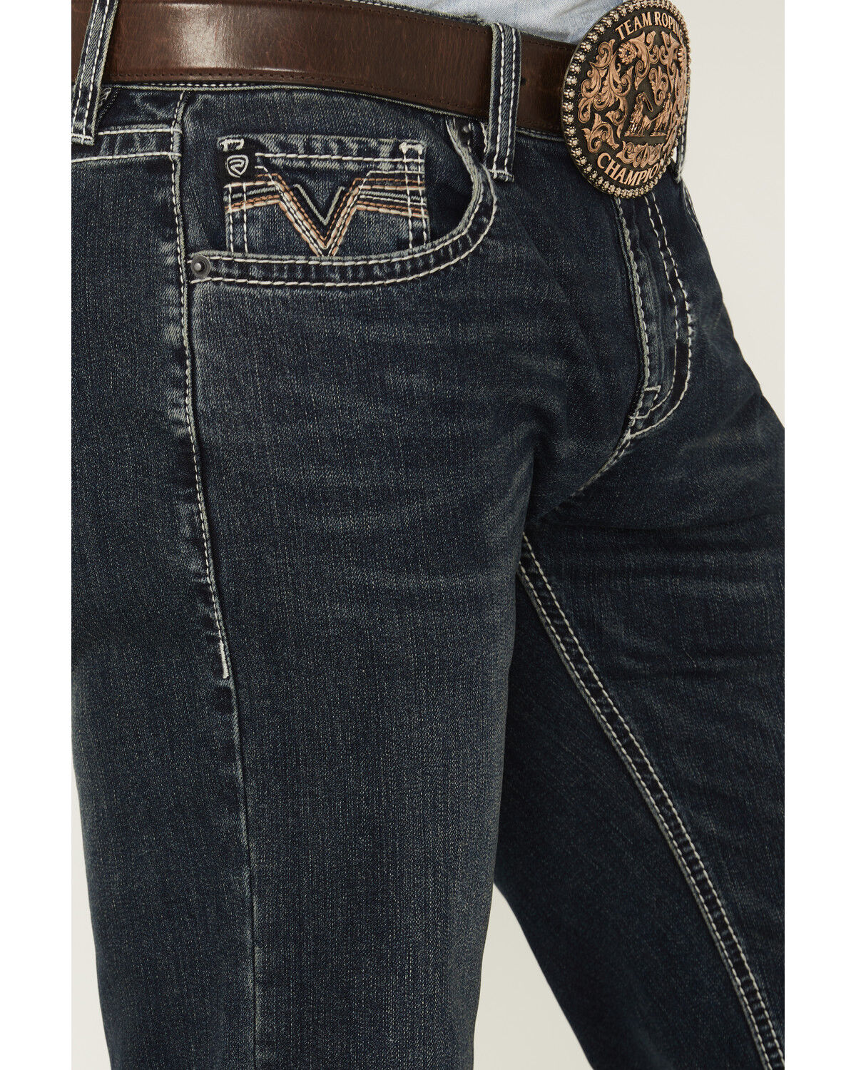 Image #2 - Rock & Roll Denim Men's Pistol Dark Wash Straight Reflex Stretch Denim Jeans, Dark Wash, hi-res