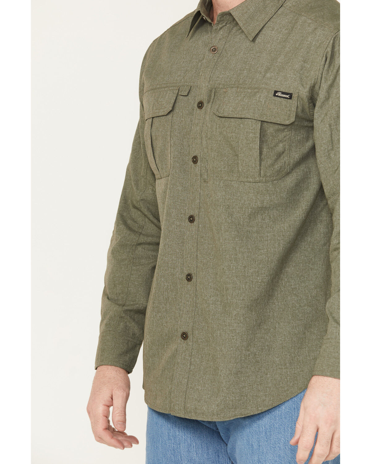 Image #3 - Thorogood Men's Convertible Long Sleeve Work Shirt, Grey, hi-res
