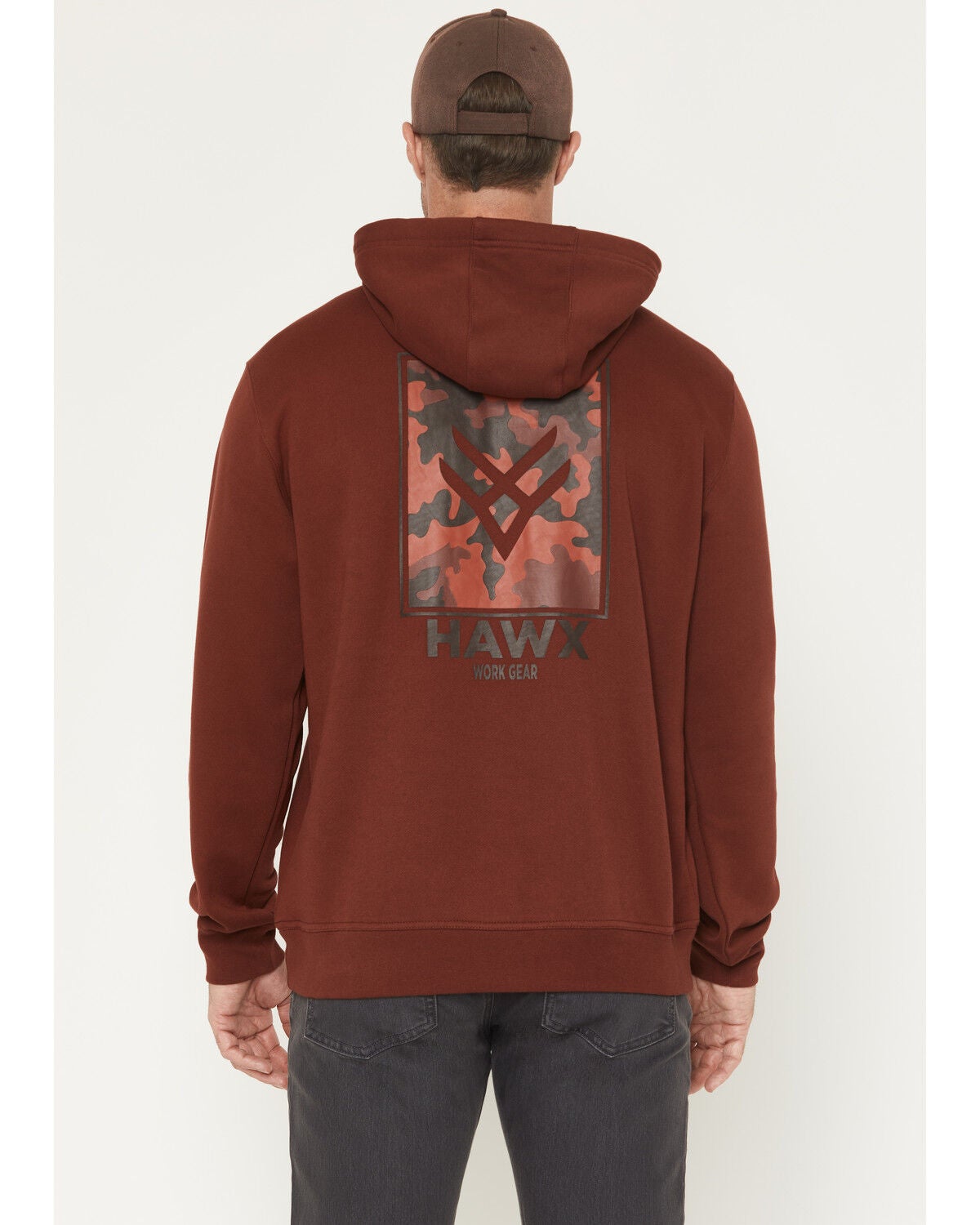 Image #1 - Hawx Men's Camo Logo Hooded Sweatshirt, Wine, hi-res