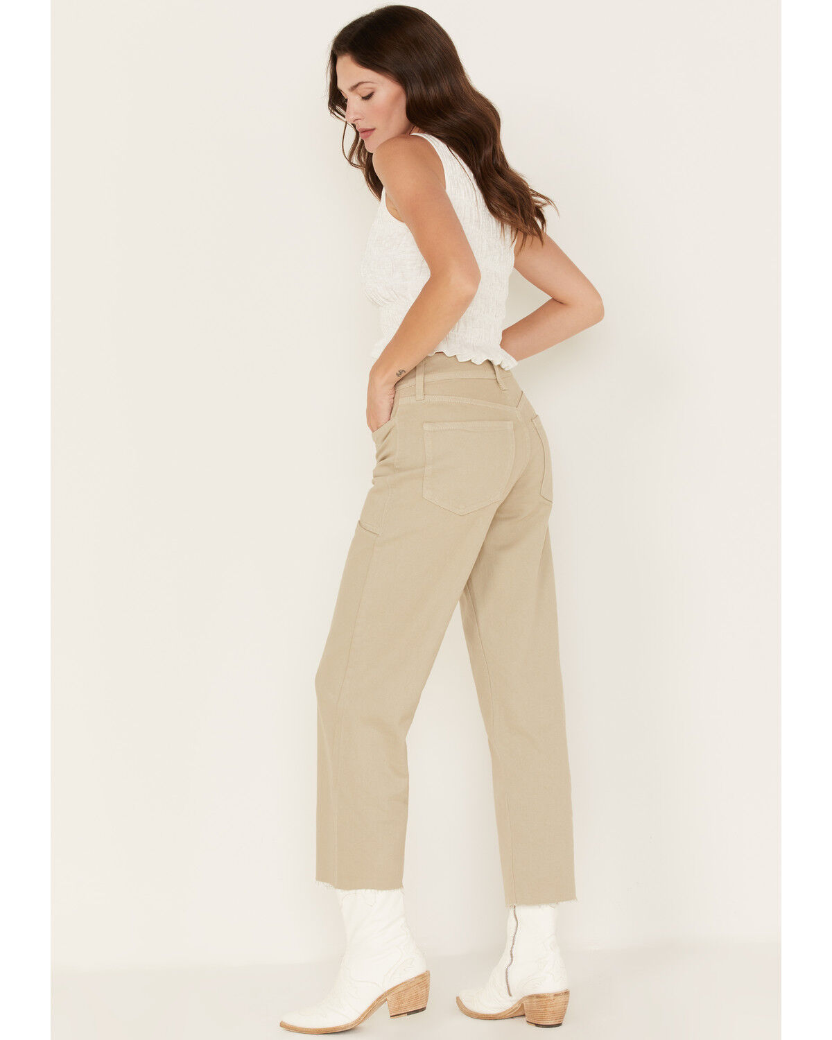 Image #3 - Just Black Denim Women's High Rise Utility Cropped Wide Jeans, Light Green, hi-res
