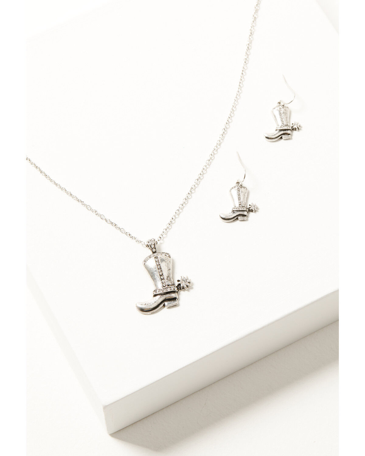 Image #1 - Shyanne Women's Rhinestone Boot Jewelry Set - 2 Piece, Silver, hi-res