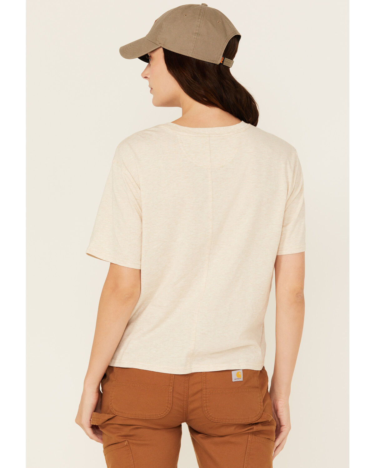 Image #4 - Carhartt Women's Tencel™ Fiber Series Loose Fit Short Sleeve Pocket Work Shirt, Oatmeal, hi-res