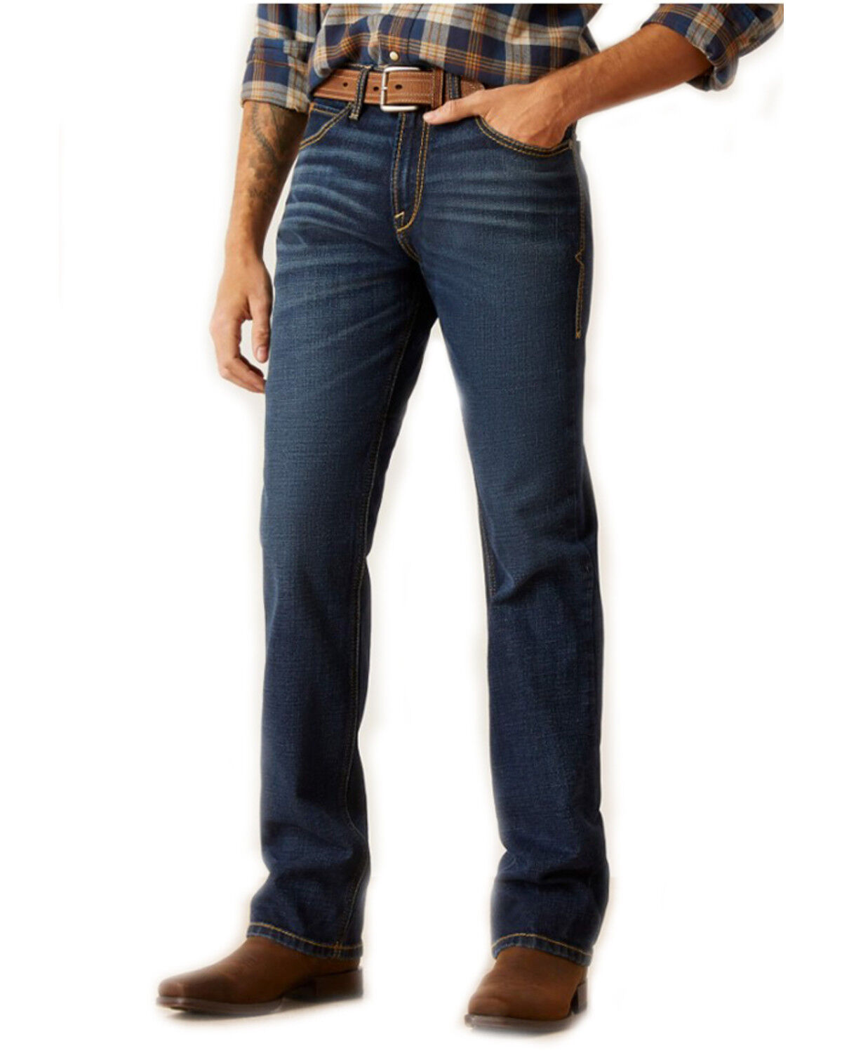 Image #3 - Ariat Men's M8 Reese Dark Wash Modern Slim Stretch Denim Jeans, Dark Wash, hi-res