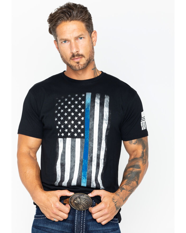 Brothers & Arms Men's Thin Blue Line Graphic T-Shirt, Black, hi-res