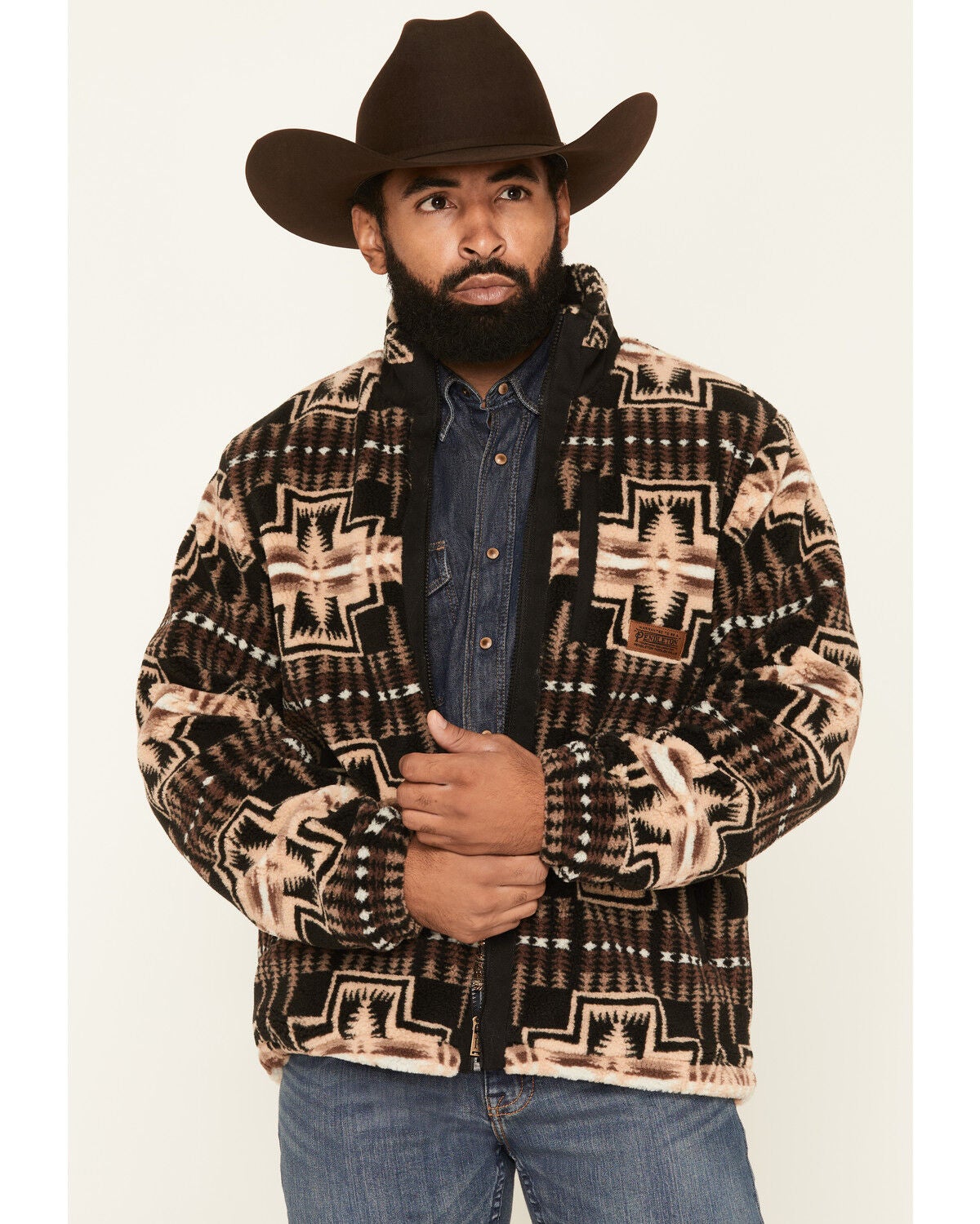 Pendleton Men's Tahuya Harding Printed Berber Jacket, Black, hi-res