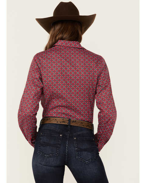 Image #4 - Cinch Women's Medallion Print Long Sleeve Button-Down Western Core Shirt , Red, hi-res