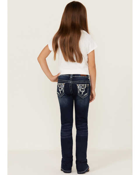 Image #3 - Shyanne Little Girls' Feather Dreamcatcher Embroidered Pocket Bootcut Jeans, Blue, hi-res