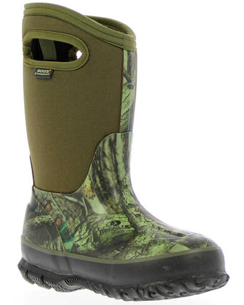 Bogs Boys' Classic Mossy Oak Waterproof Boots - Round Toe, Green, hi-res