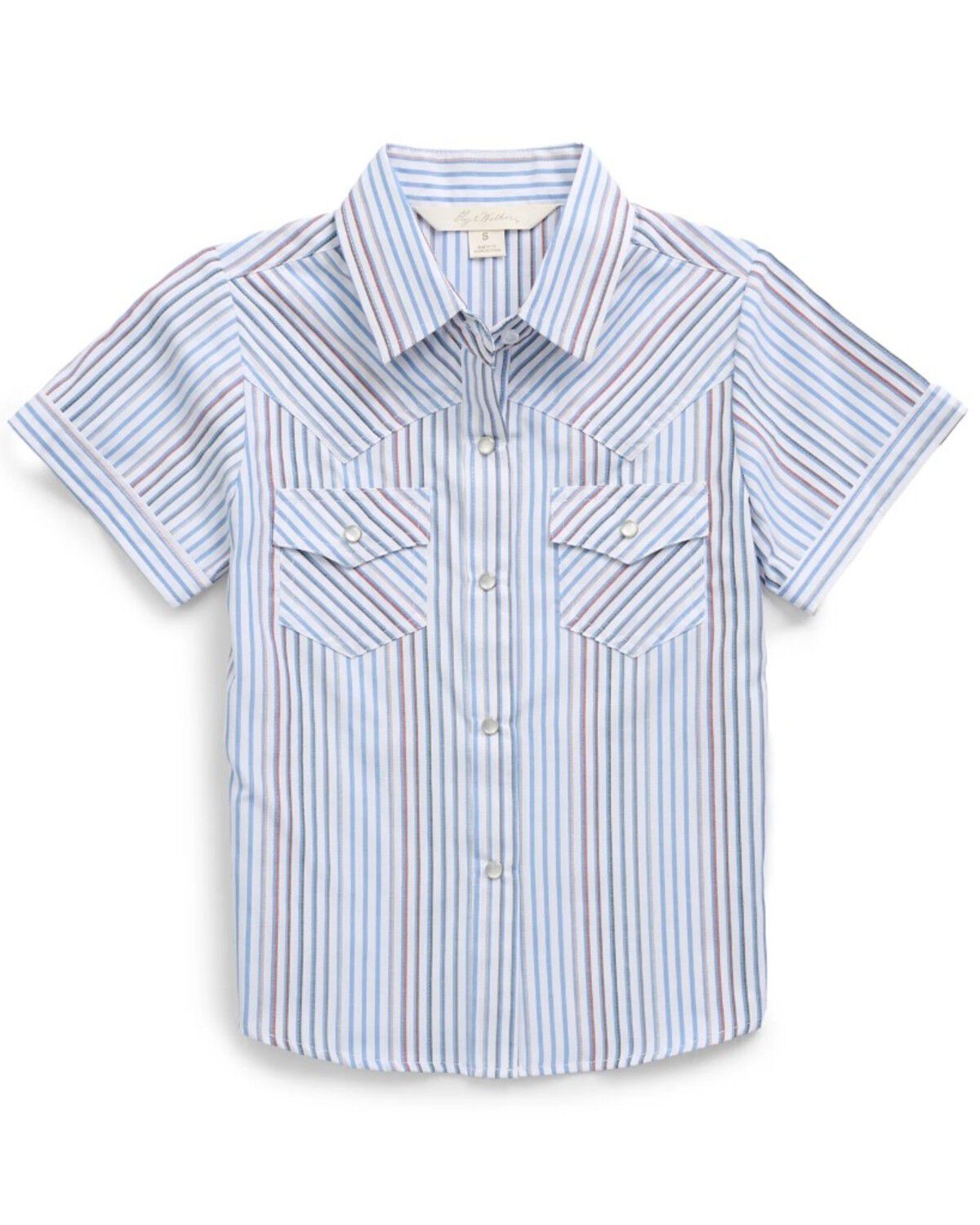 Image #1 - Ely Walker Girls' Flower Yoke Sleeveless Snap Western Shirt, White, hi-res