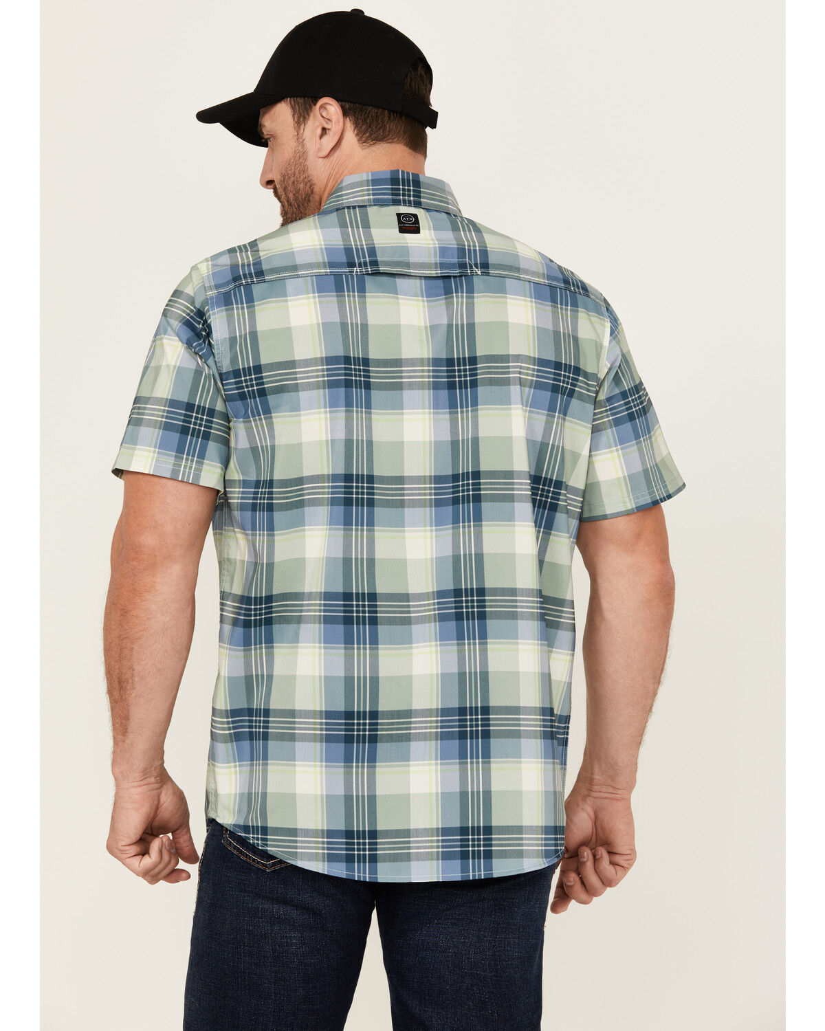 Image #4 - ATG by Wrangler Cedar Plaid Print Short Sleeve Button-Down Performance Western Shirt, Light Green, hi-res