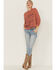 Image #4 - Cleo + Wolf Women's California Classic Graphic Thermal Pullover Sweatshirt, Brick Red, hi-res