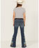 Image #1 - Shyanne Girls' Althea Floral Embroidered Flare Stretch Denim Jeans, Medium Wash, hi-res
