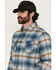 Image #2 - Dakota Grizzly Men's Briggs Plaid Print Long Sleeve Button-Down Flannel Shirt, Blue, hi-res