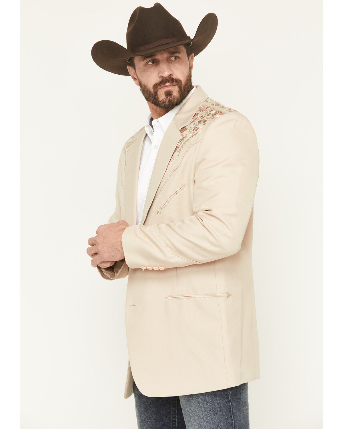 Image #2 - Scully Men's Floral Embroidered Sportcoat - Big, Sand, hi-res