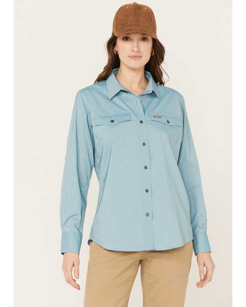 Ariat Women's Rebar VentTEK Long Sleeve Button Down Work Shirt, Light Blue, hi-res