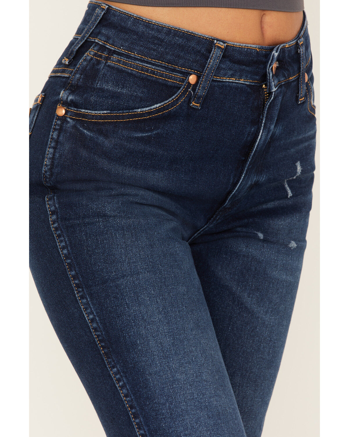 Image #2 - Wrangler Women's Wild West Dark Wash High Rise Stretch Straight Jeans, Blue, hi-res