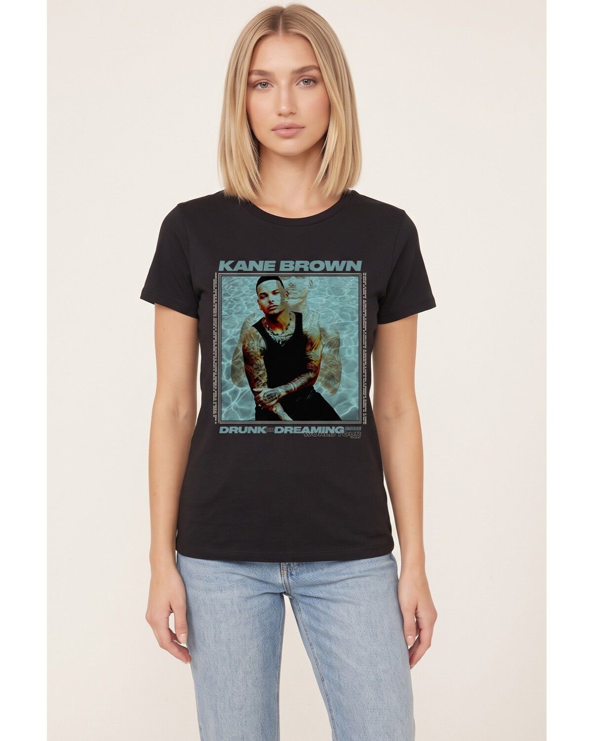 Americana Women's Kane Brown Drunk or Dreaming Tour Short Sleeve Graphic Tee, Black, hi-res